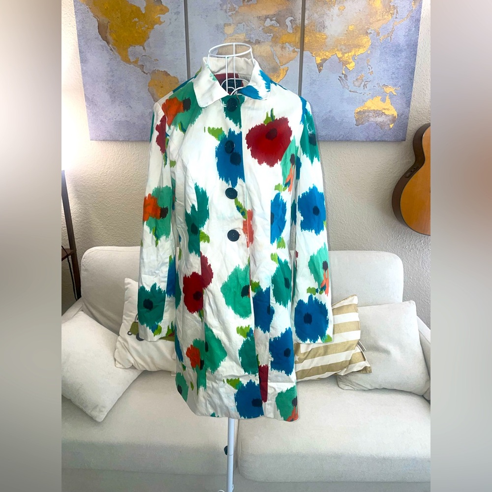 MOD Inspired Vintage Spring Floral Coat w/silky Underlay by CR - size Medium